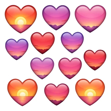 Sunset colored hearts sticker
