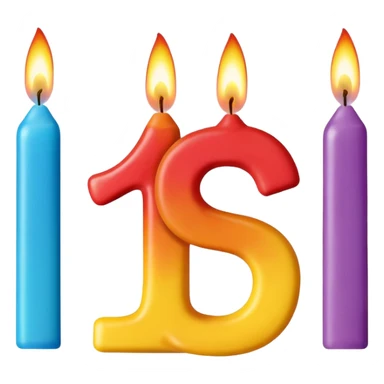 Birthday candles with the shape of the number 1 and 5 sticker
