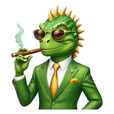 rich capitalist iguana king gold sunglasses sticker