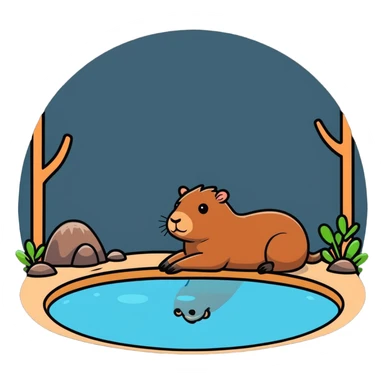 capybara relaxing in hot spring sticker
