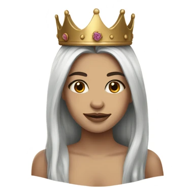 Beautiful girl with white skin, wears a crown and long brown hair and tattoos sticker