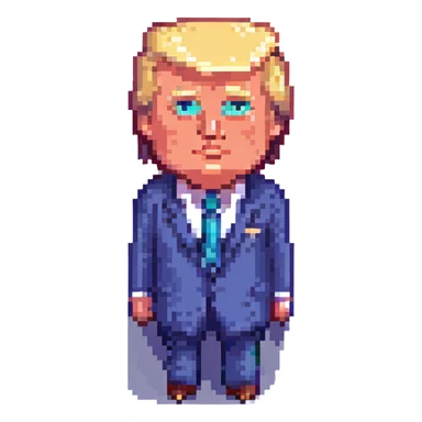 Donald Trump in pixel art style, simplified features sticker