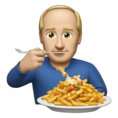 Vladimir Poutine qui mange une poutine sticker
