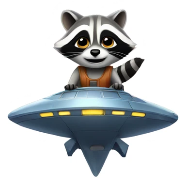 Raccoon riding a spaceship  sticker