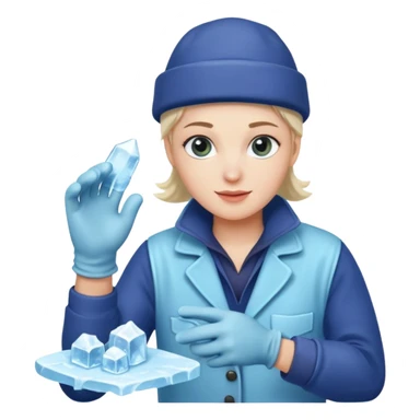 Sculptor polishing with cloth,Ice Sculptors. sticker