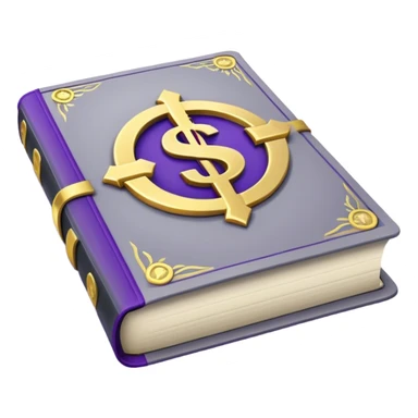 A gray book with royal purple details, gold lettering, and andollar sign, or split path on the cover, radiating financial wisdom, strategic wealth-building, and mindset transformation. sticker