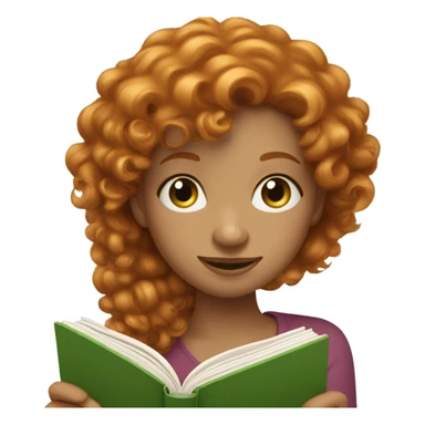 Ginger curly haired girl reading book, green eyed  sticker