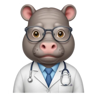 Hippo doctor, glasses, uniform sticker