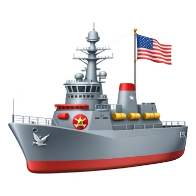 generate a very realistic American modern war ship with little flag sticker