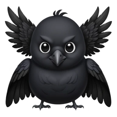 fat cute crow with bat wings sticker