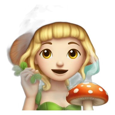 cute mushroom fairy smoking herbs sticker