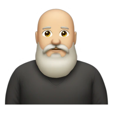 one fat bald man with moustache, long black beard sticker