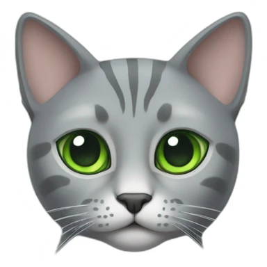 complete gray cat with big tusk and green eyes sticker
