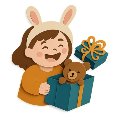 Edit the ribbon on the gift box cover to a more decorative design, while all other design elements remain unchanged sticker