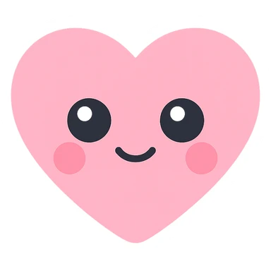 pink kawaii heart with shiny eyes and blushing cheeks sticker