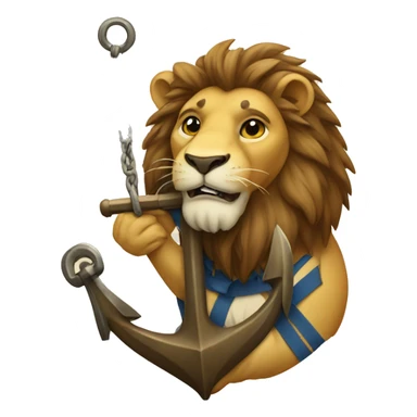 a lion holding an anchor sticker