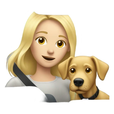 blonde girl with dog inside car sticker