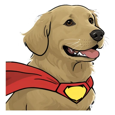 Red golden retriever superhero  sticker