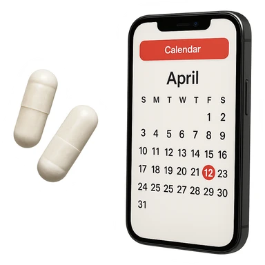 DUE BOCCETTE DI INTEGRATORI BIANCHE FLUTTUANO IN ARIA INSIEME AD UN CALENDARIO IN STILE EMOJI IPHONE, IPERREALISTICA 4K sticker