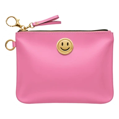 pink stoney clover lane rectangle pouch with shiny gold hardware and a circle zipper puller in sticker