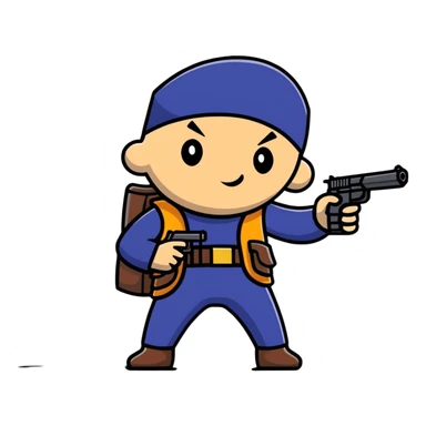 Doddieman character with a gun sticker