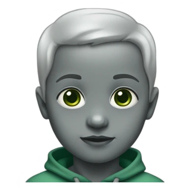 WhatsApp infant emoji with grey skin and green eyes without hairs on head sticker