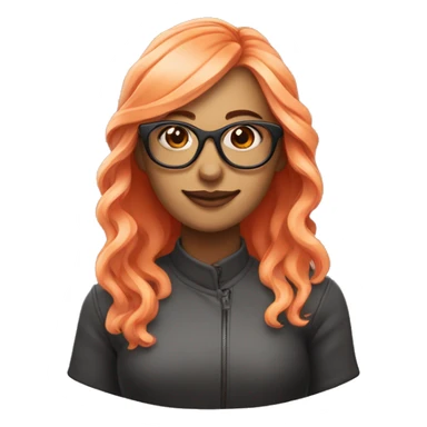 Mujer con cabello naranja, canas con gafas de color rosa sticker