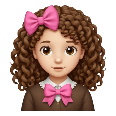 brown ten year old girl  with curly long hair with a bow  sticker
