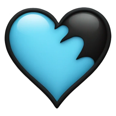 Broken heart having colour half part lightblue and other half part black with black border, simple  sticker