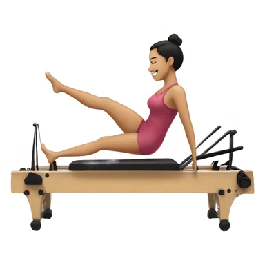 Filipina on pilates reformer with feet up  sticker