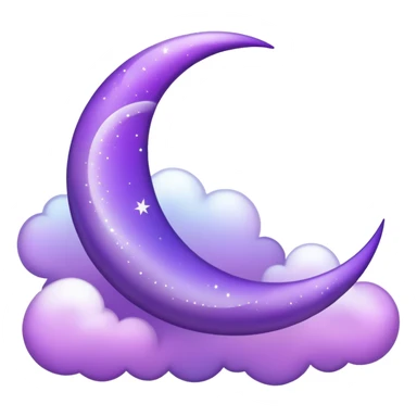 Purple crescent moon with sparkly clouds sticker