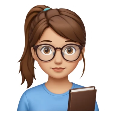brown haired Ponytail Girl with Glasses sticker