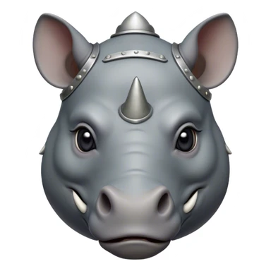 Cinematic Noble Rhinoceros Portrait Emoji, Poised and regal, with a massive, powerful build and a thick, armored hide of slate gray, deep-set soulful piercing eyes, Simplified yet sharp and sophisticated features, highly detailed, glowing with a soft, dignified glow, high shine, intelligent and formidable, stylized with an air of ancient might, focused and attentive, soft glowing outline, capturing the essence of a watchful and commanding behemoth, so majestic it feels as though it could charge out of the screen with effortless authority! sticker