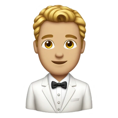 groom with light brown hair white tux sticker