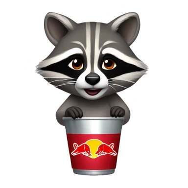 Female Racoon drinking a red Bull  sticker