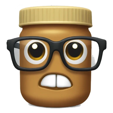 Peanutbutter jar with eyeglasses funny face sticker