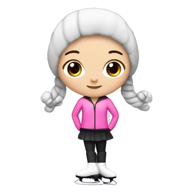 Figure skater, white girl with black hair pink outfit skater in ice skates  sticker