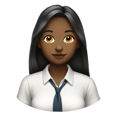 young black female student with straight  long hair studying white collar shirt sticker