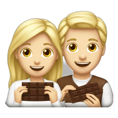 blond white couple eating chocolat sticker