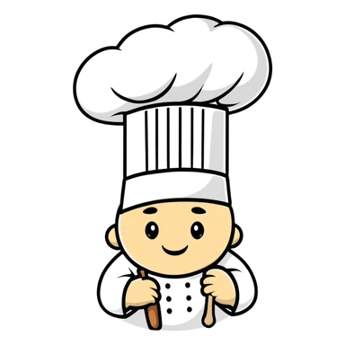 A traditional white chef's hat, tall and puffed, symbolizing culinary expertise sticker