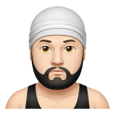 White skin fat guy with black durag, light stubble beard of a few days in wrestling singlet sticker