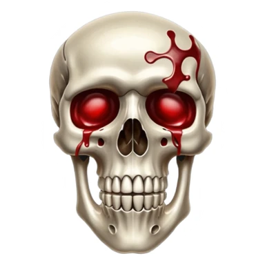 metallic anatomic bones with blood, steel texture, dark dramatic tone, clean background sticker