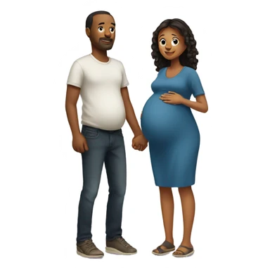 A pregnant woman with her husband  sticker