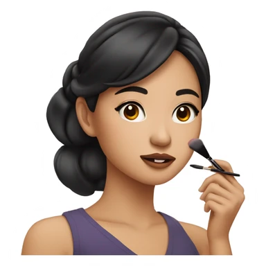 brunette asian girl doing her makeup sticker