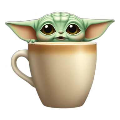 Baby yoda drink coffee sticker