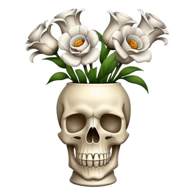 still life scull, flowers vase, tissue sticker