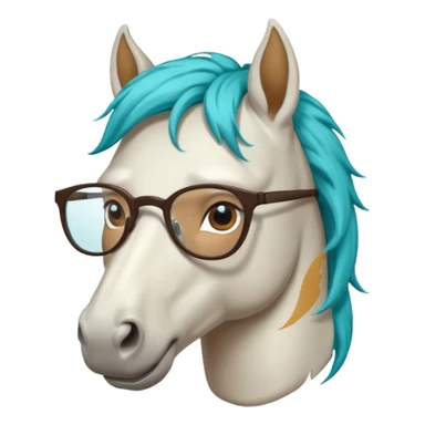 whitehorse head with turquoise hair and glasses sticker