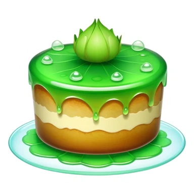 Water chestnut cake translucent jelly dessert, simplified emoji style with bold outlines and bright colors, cartoon style Matai Gao Cantonese sweet sticker