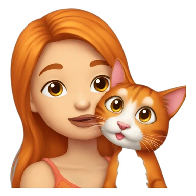 orang cat kisses a girl sticker