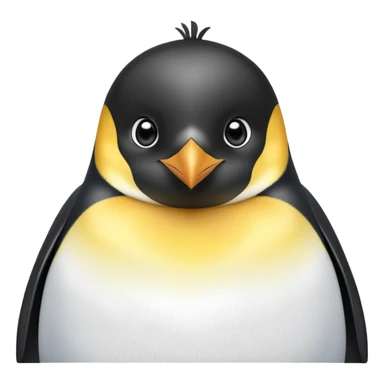 cinematic-emperor-penguin-portrait-emoji,-head-tilted-playfully-and-inquisitively,-with-glossy,-pristine-plumage,-sparkling-eyes-filled-with-curiosity,-simplified-yet-irresistibly-adorable-features, black, large black eyes face sticker